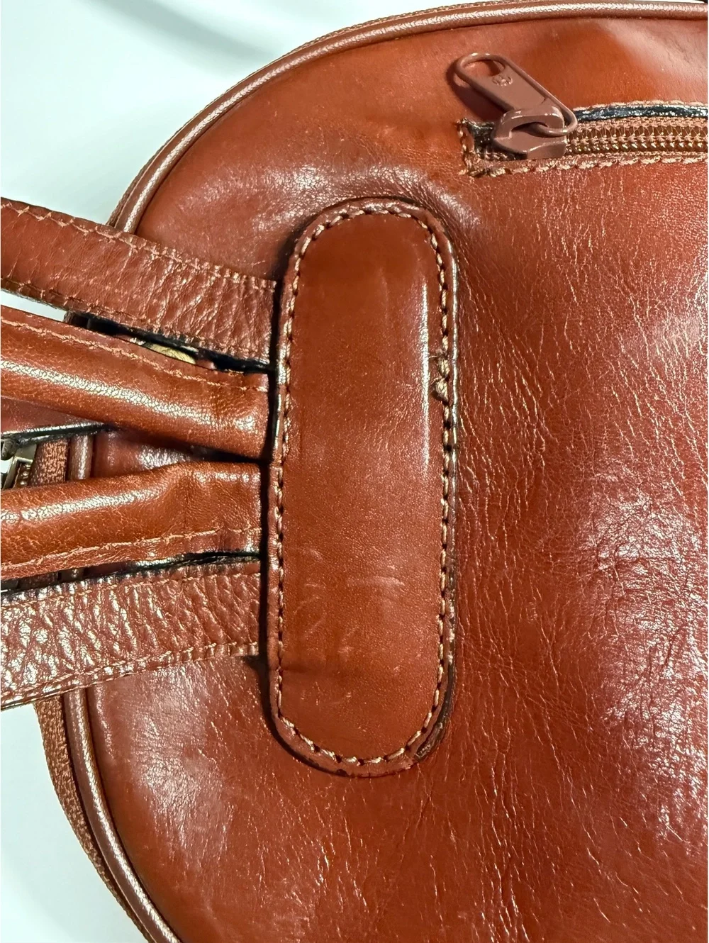 Vintage Morlane Paris Brown Genuine Leather Mini Backpack Brass Hardware